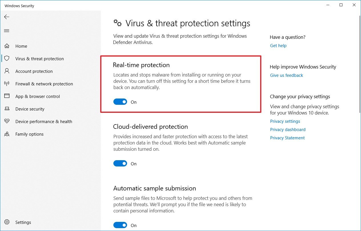 Windows 10 keelata viirusetõrje enne versiooni 2004 täiendamist