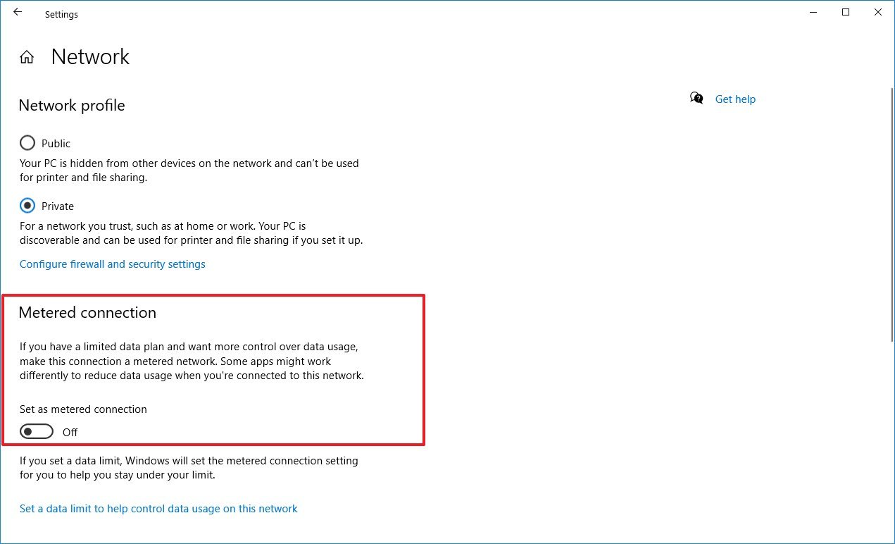 Windows 10 nätverk inaktivera uppmätt anslutning
