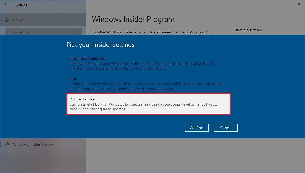Windows 10 Release Preview enrollment