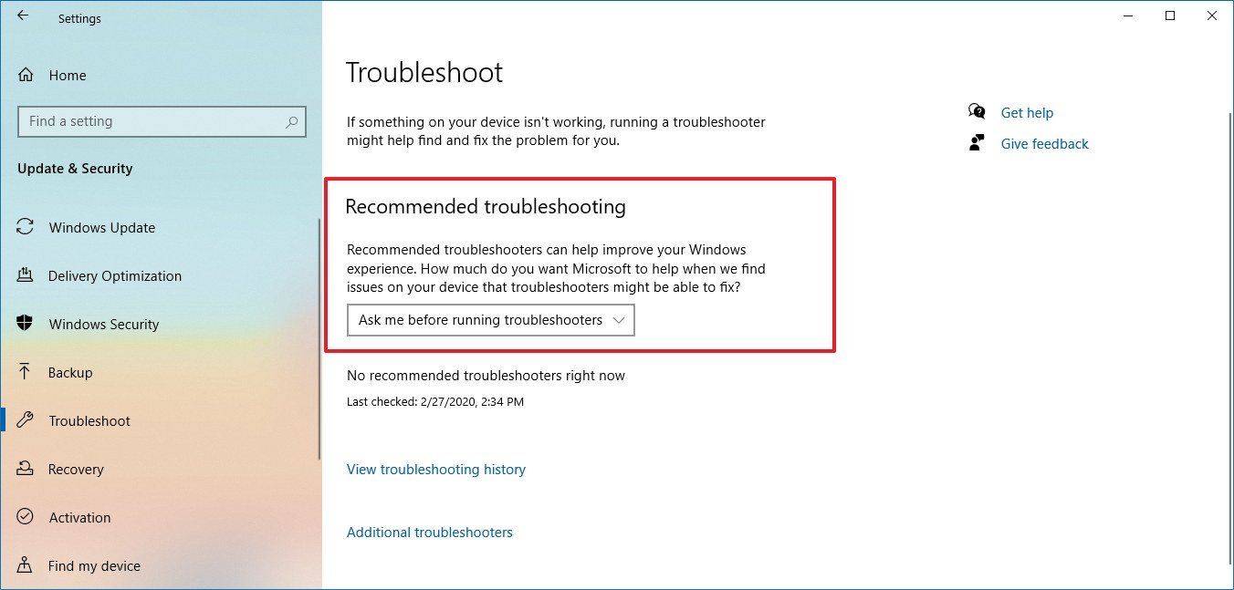 https://www.windowscentral.com/sites/wpcentral.com/files/styles/large/public/field/image/2020/03/recommended-troubleshooter-windows-10-2004-settings.jpg?itok=ZtUPBraS