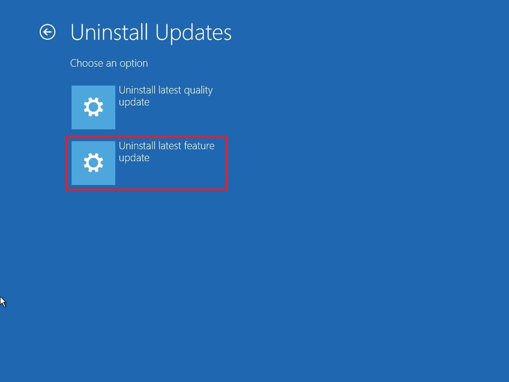 Windows 10 remove April 2020 Update fix black screen option