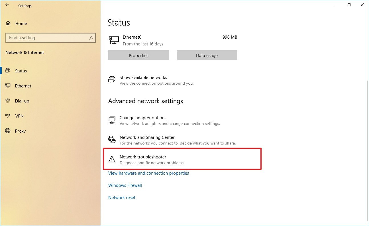 Windows 10 ネットワークトラブルシューティングツール、接続バージョン2004を修正