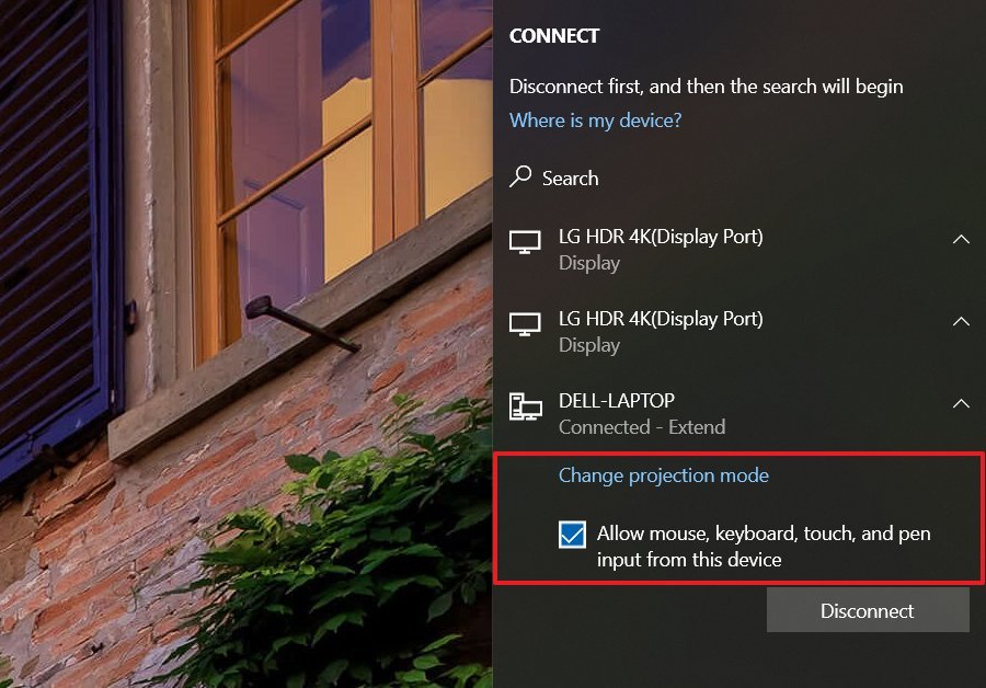 Windows 10 screen mirroring mouse and keyboard option