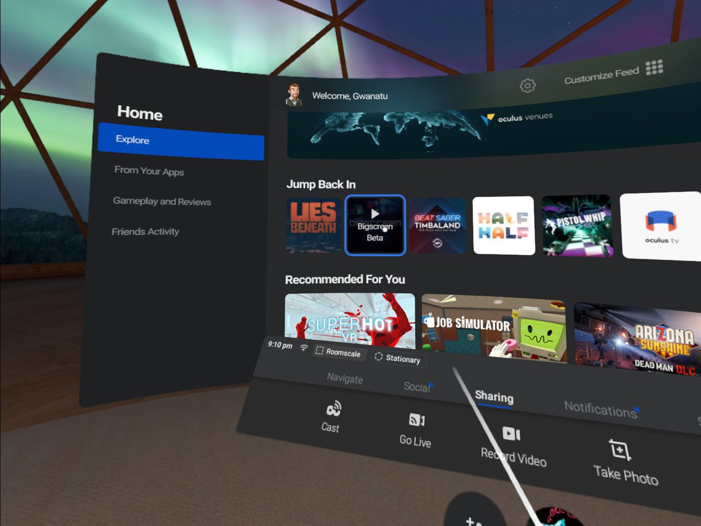 Quest Bigscreen Screenshot Home Launch