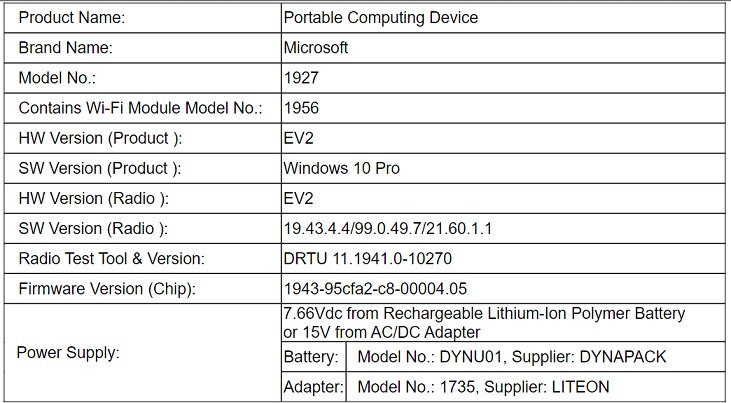 Surface Go 2 Possible Fcc Doc