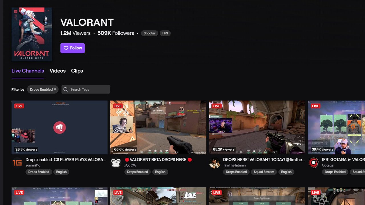 Valorant Twitch Page