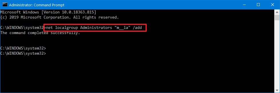 Change from Standard to Administrator account using Command Prompt