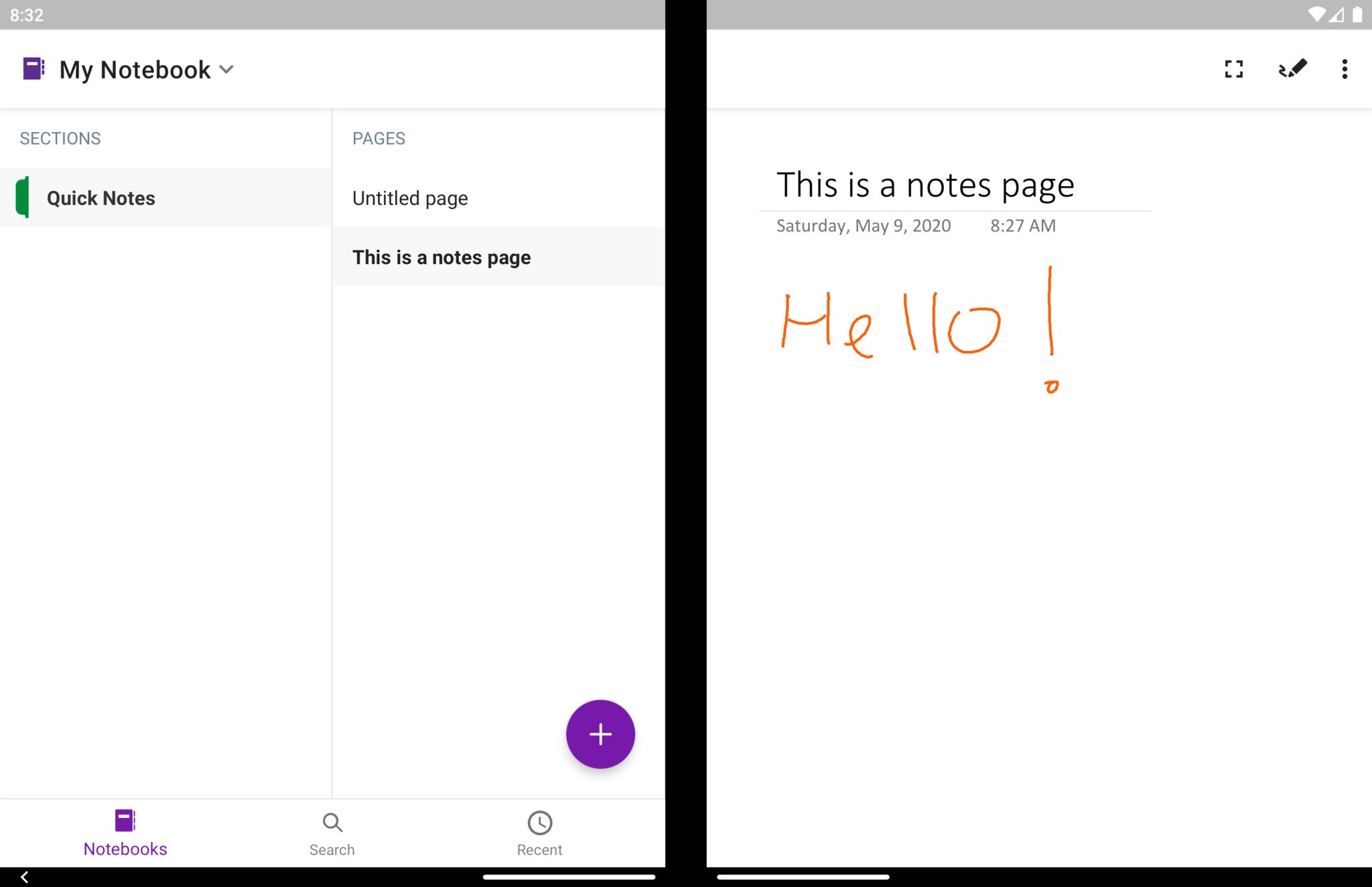 OneNote on Surface Duo