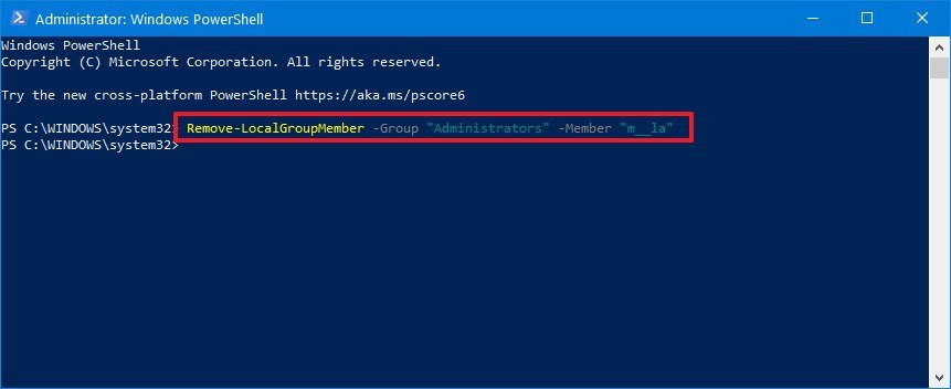 PowerShell change from Administrator to Standard account