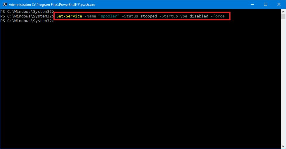 Disable Service Powershell Command