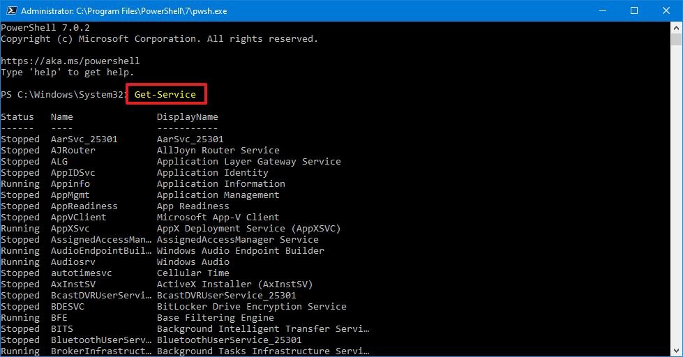 Powershell Get Service command