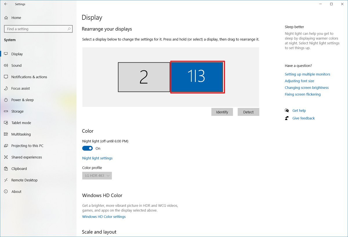 Windows 10 select display option 