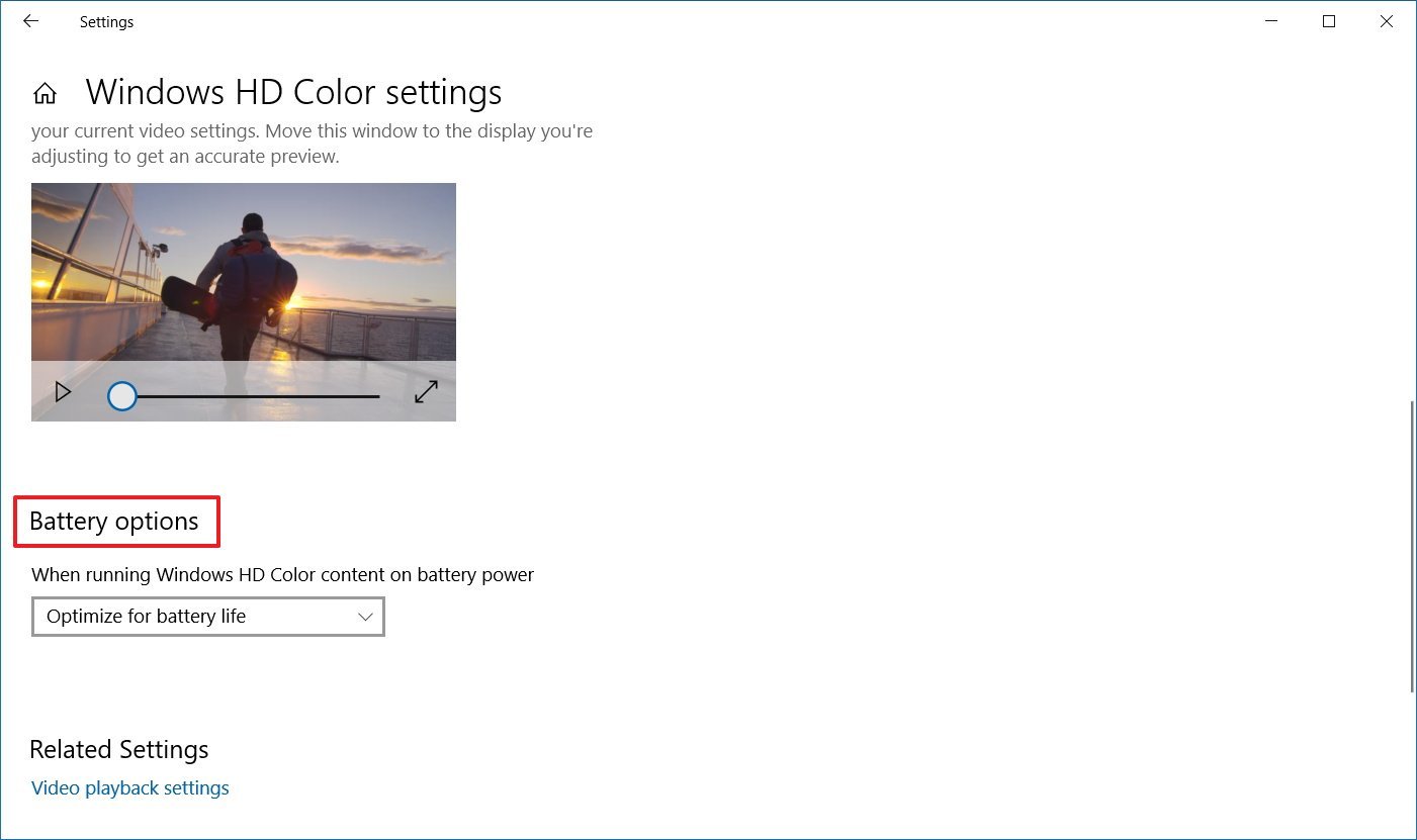 Windows HD Battery Options