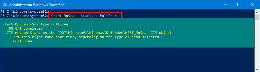 Microsoft Defender full scan PowerShell command