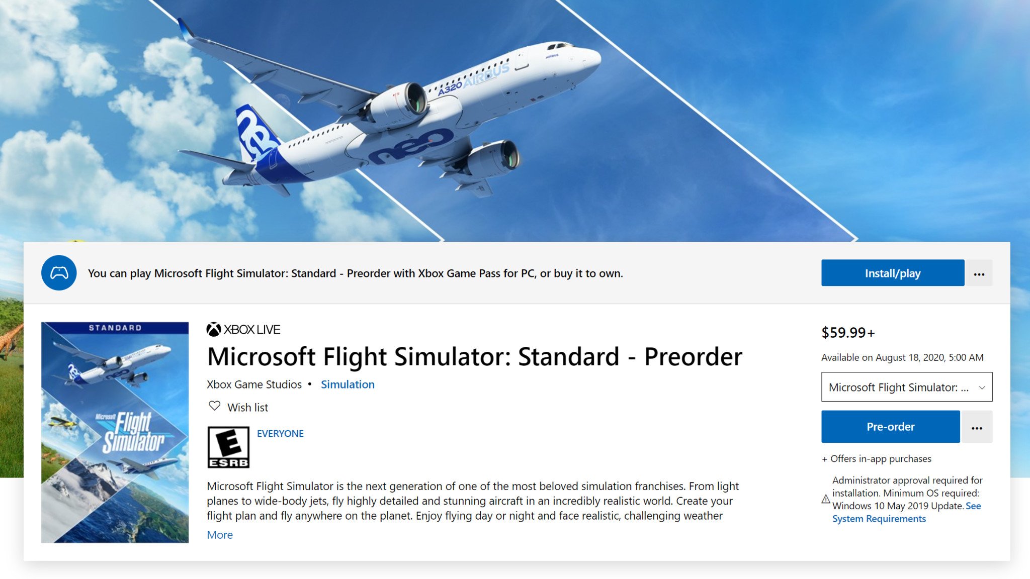 Microsoft Flight Simulator 2020 Store Page