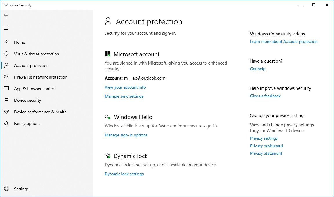 Windows Security Account Protection