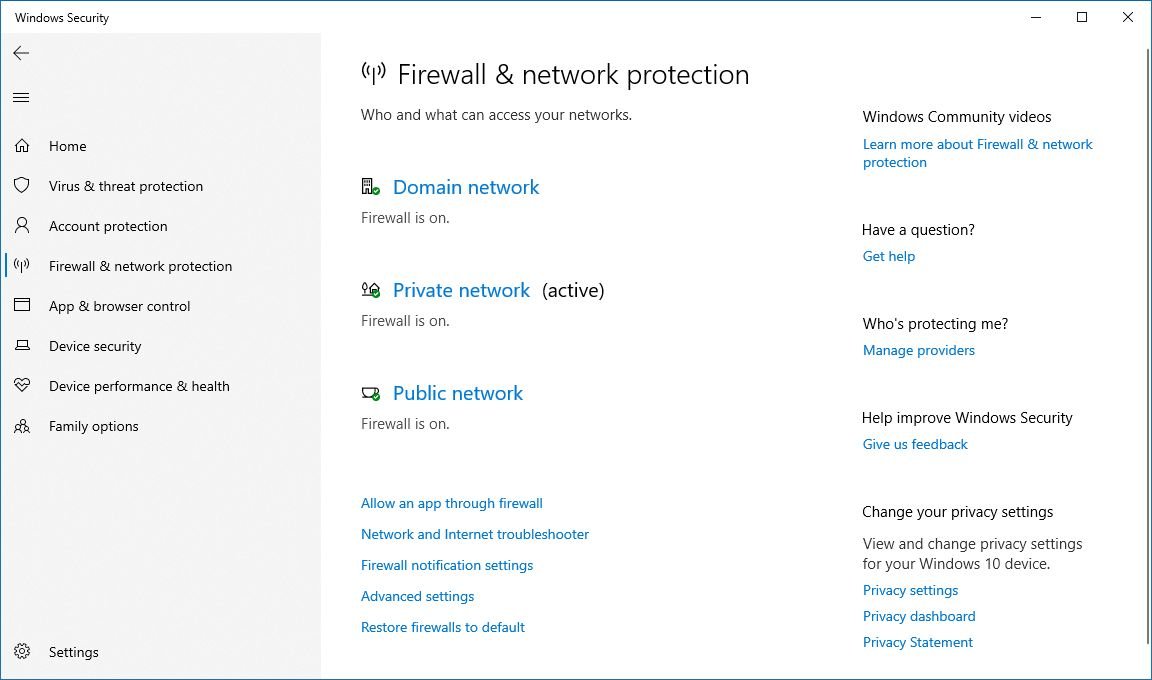 Firewall & network protection