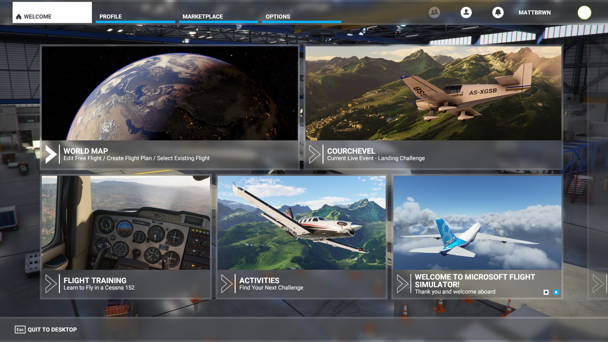 Microsoft Flight Simulator Menu