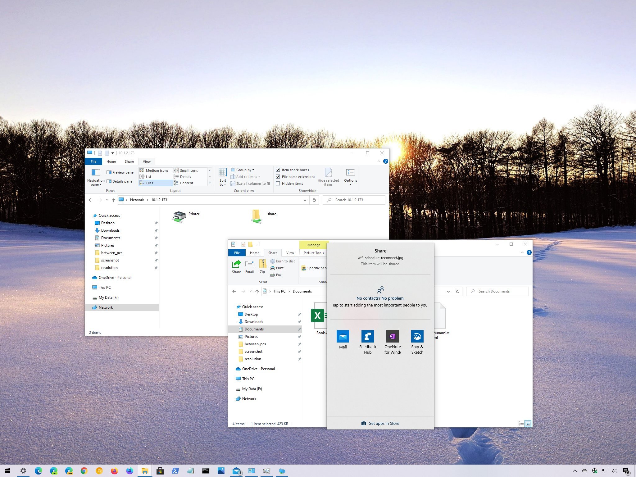 Windows 10 share file and printer