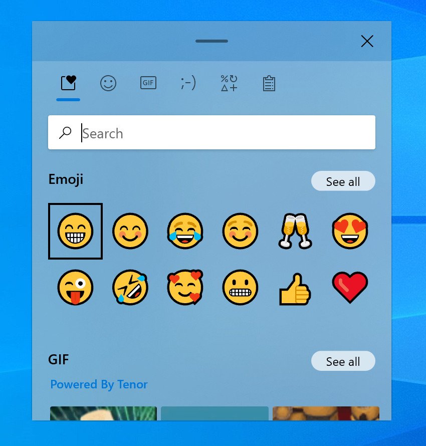 Windows 10 Build 20206 New Emoji Picker