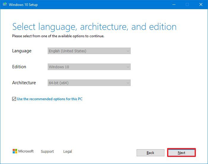 Windows 10 select language setup