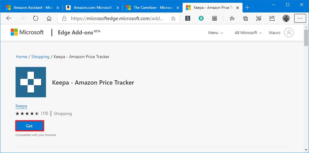 Keepa Microsoft Edge Amazon Price Tracker Extension