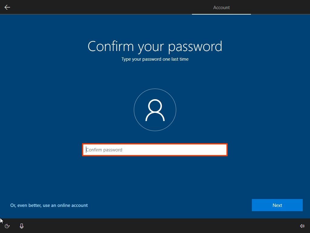 Windows 10 confirm account password
