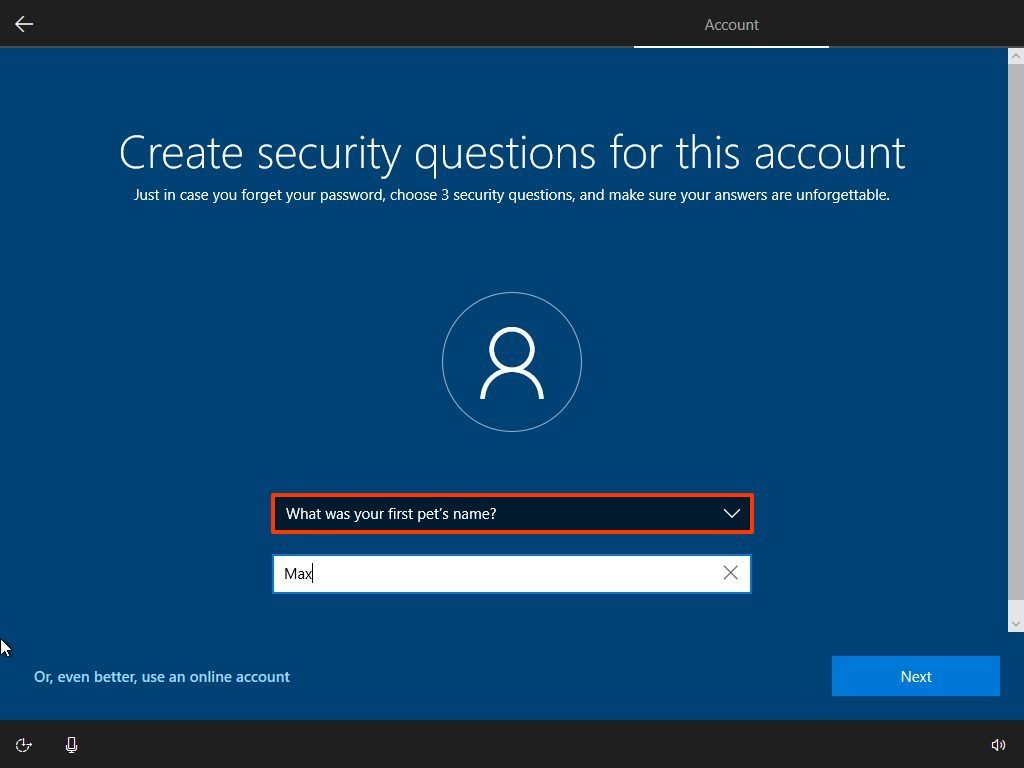 Create security questions