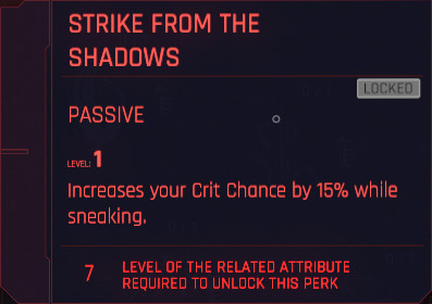 Cyberpunk 2077 Stealth Perks Details