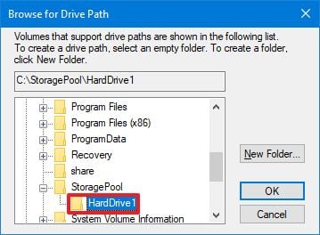 Select folder drive mount-point