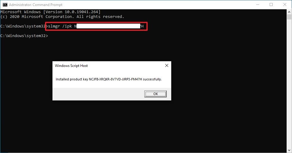 Windows 10 install license command
