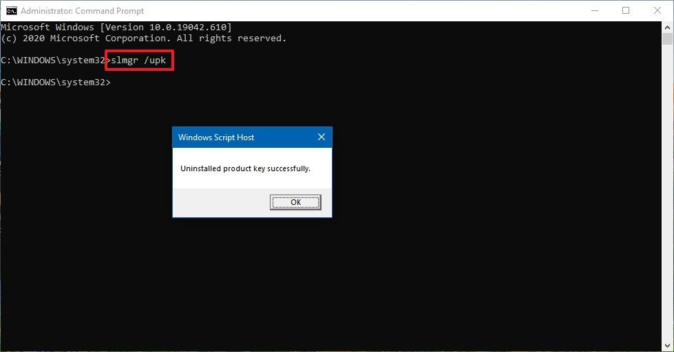Windows 10 remove license command