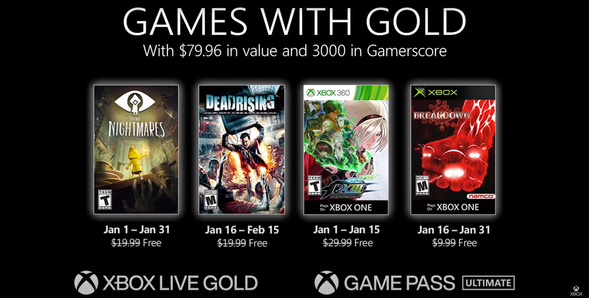 Xbox Games With Gold January 2020