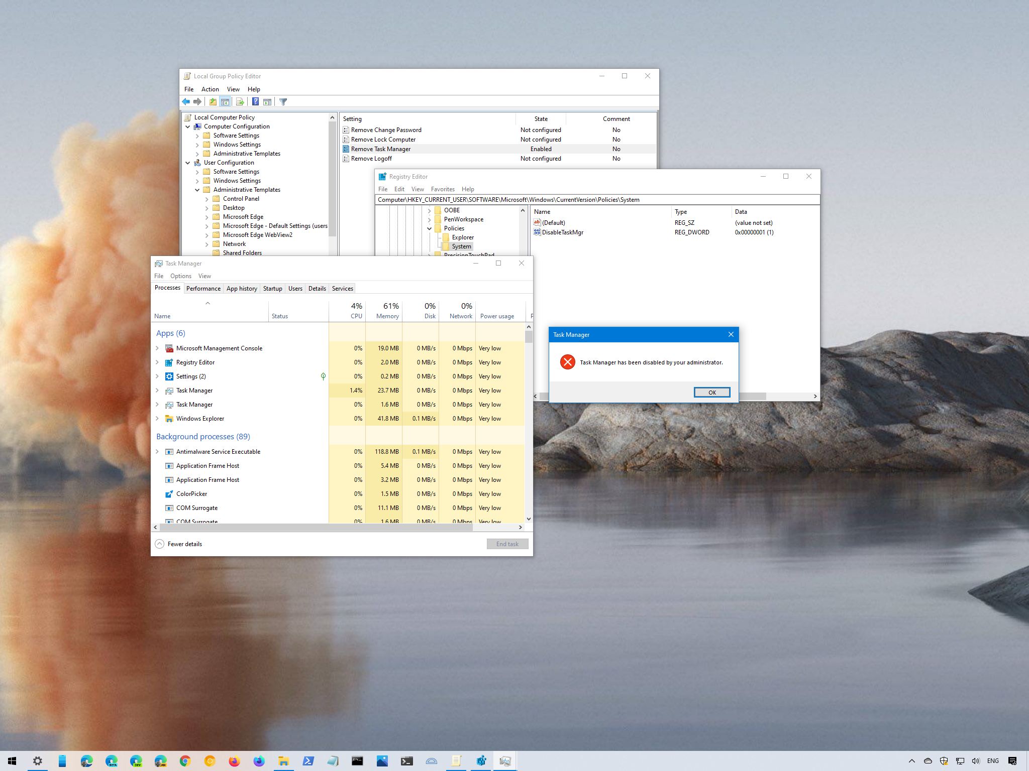 Windows 10 disable Task Manager
