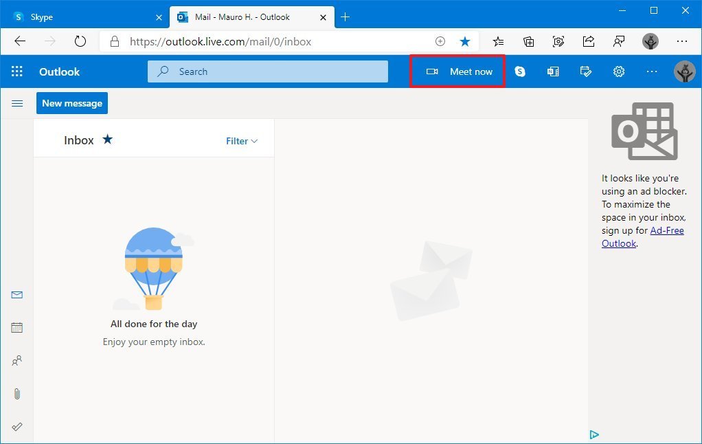 Skype meet now button in Outlook