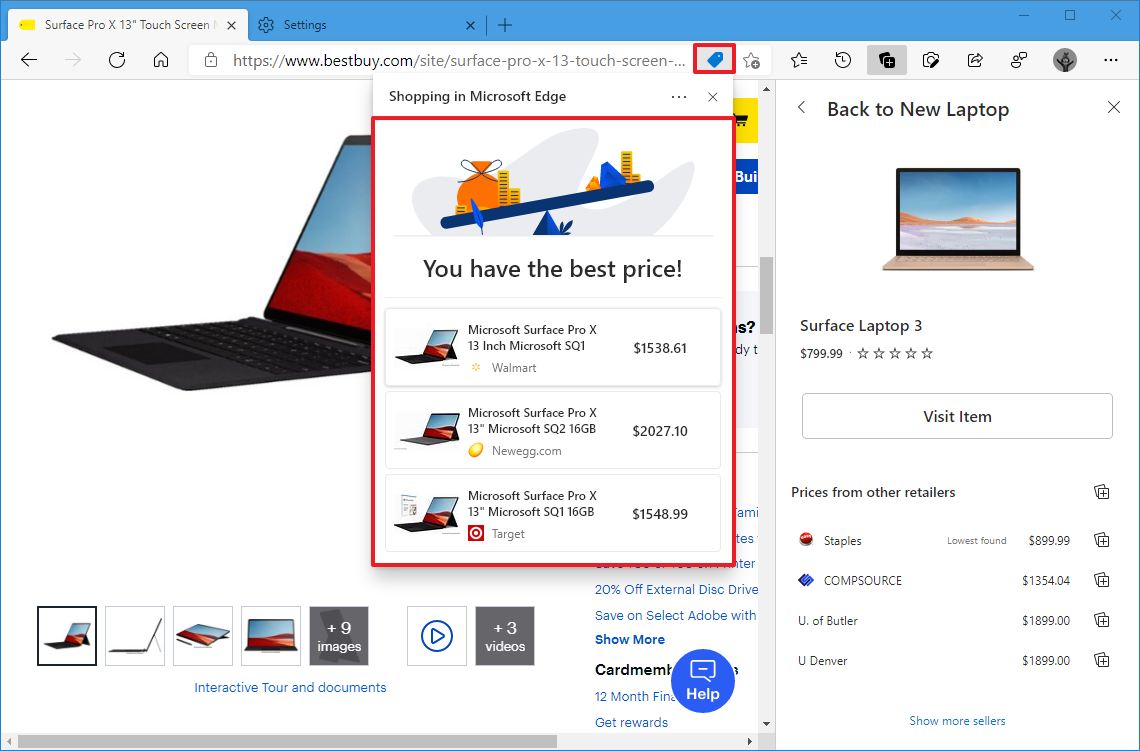 Microsoft Edge best prices coupon feature