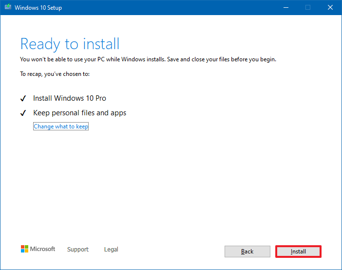 Install Windows 10 version 21H1 with Media Creation Tool