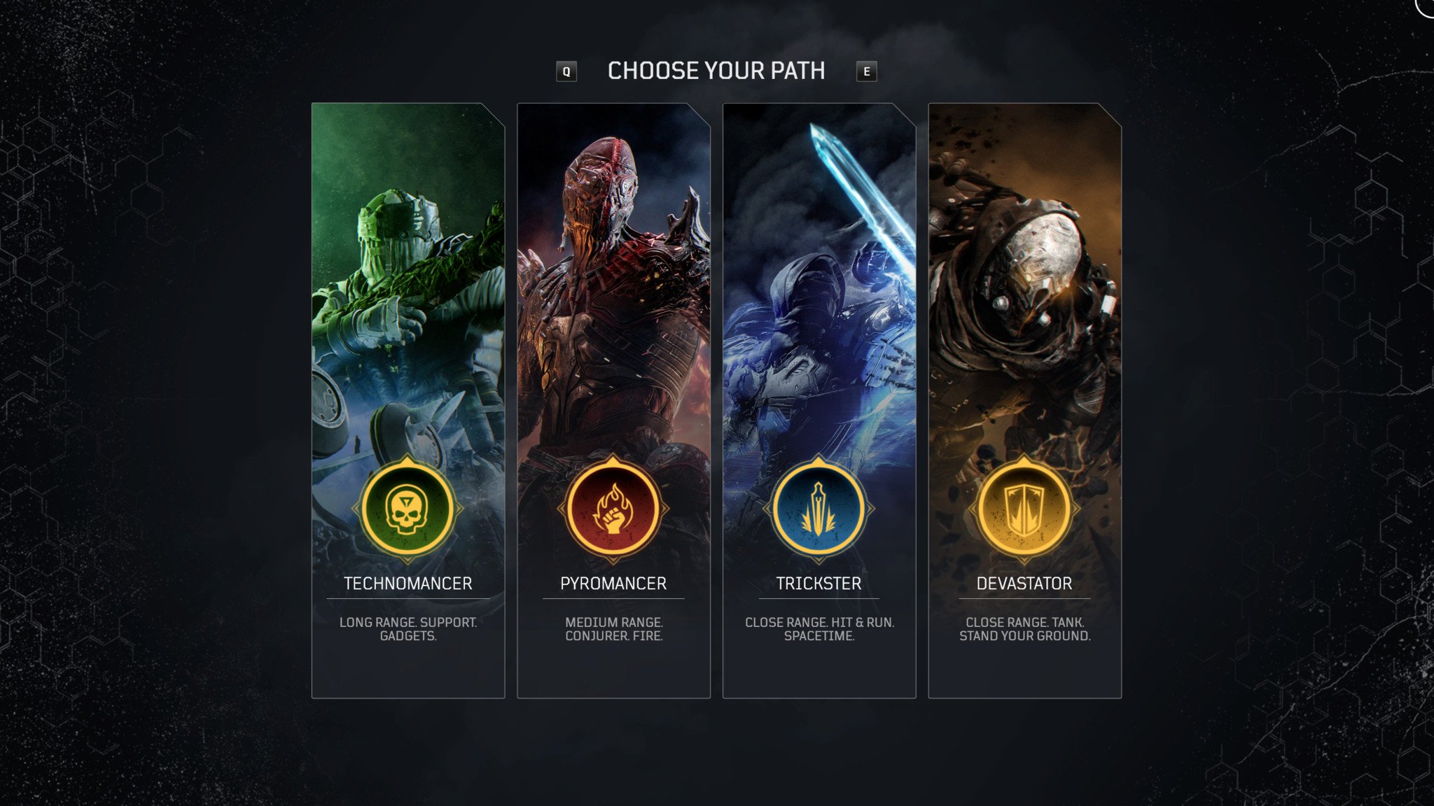 Outriders Class Selection Screen