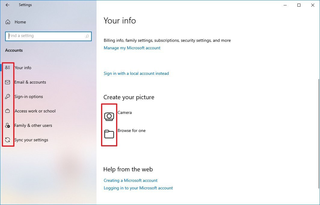 Windows 10 Settings pages new icons