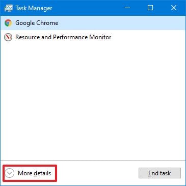 Task Manager more details option