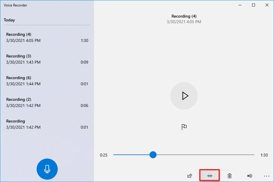 Voice Recorder trimming option