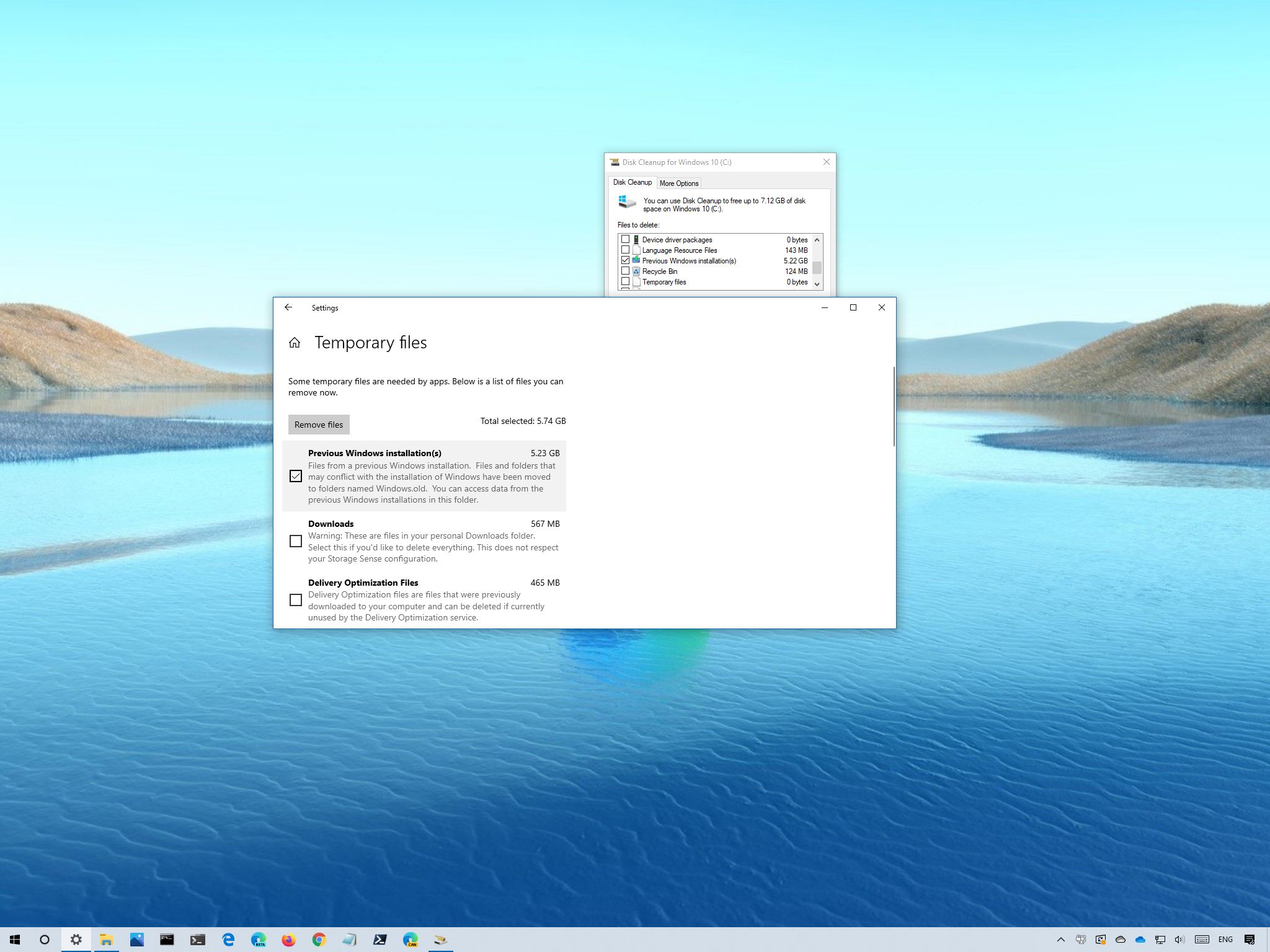 Reclaim space after Windows 10 May 2021 Update