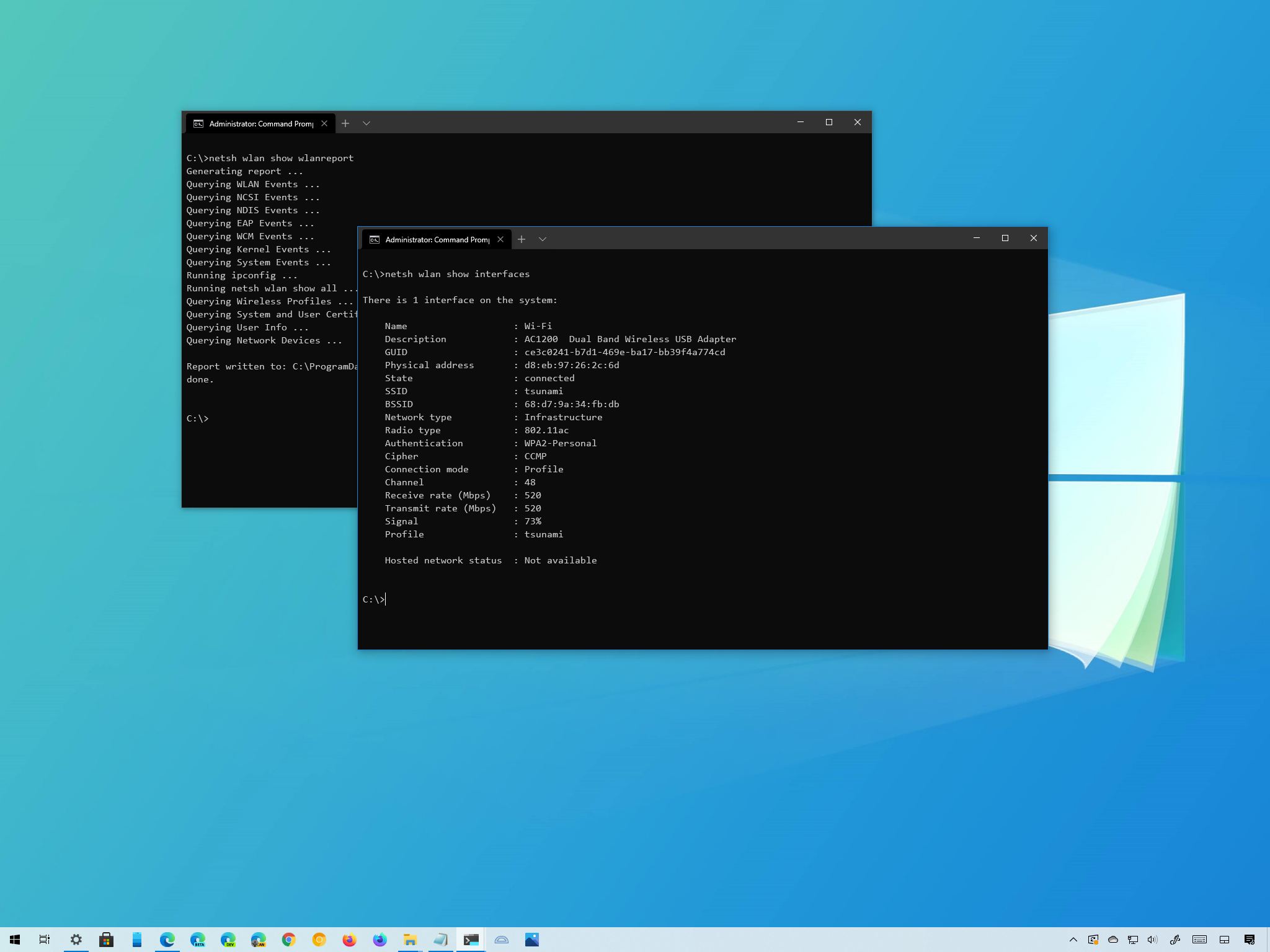 Windows 10 manage Wi-Fi with netsh command
