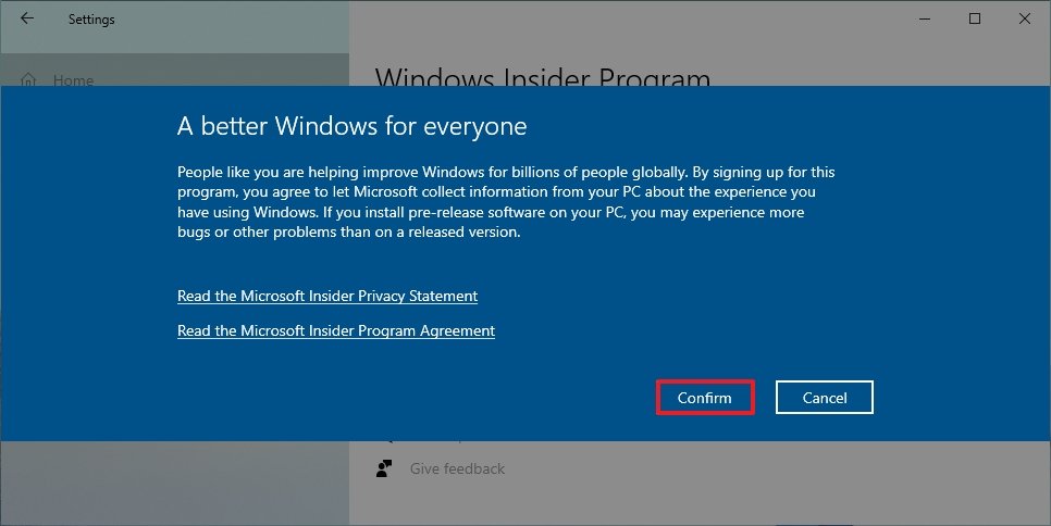 Windows Insider Program terms