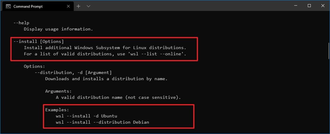 WSL install one command options