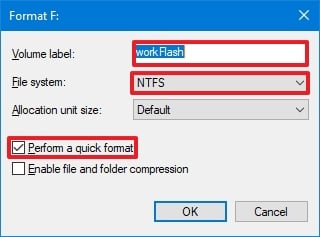 Format Settings Windows 10 Disk Management