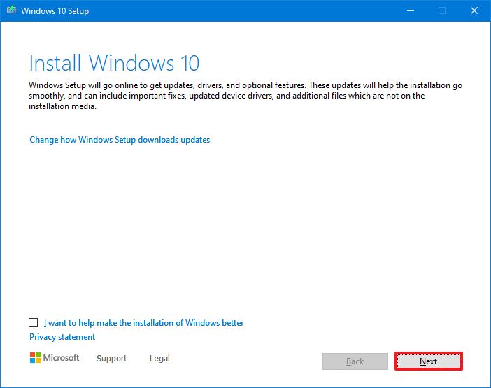 Install Windows 10 Setup