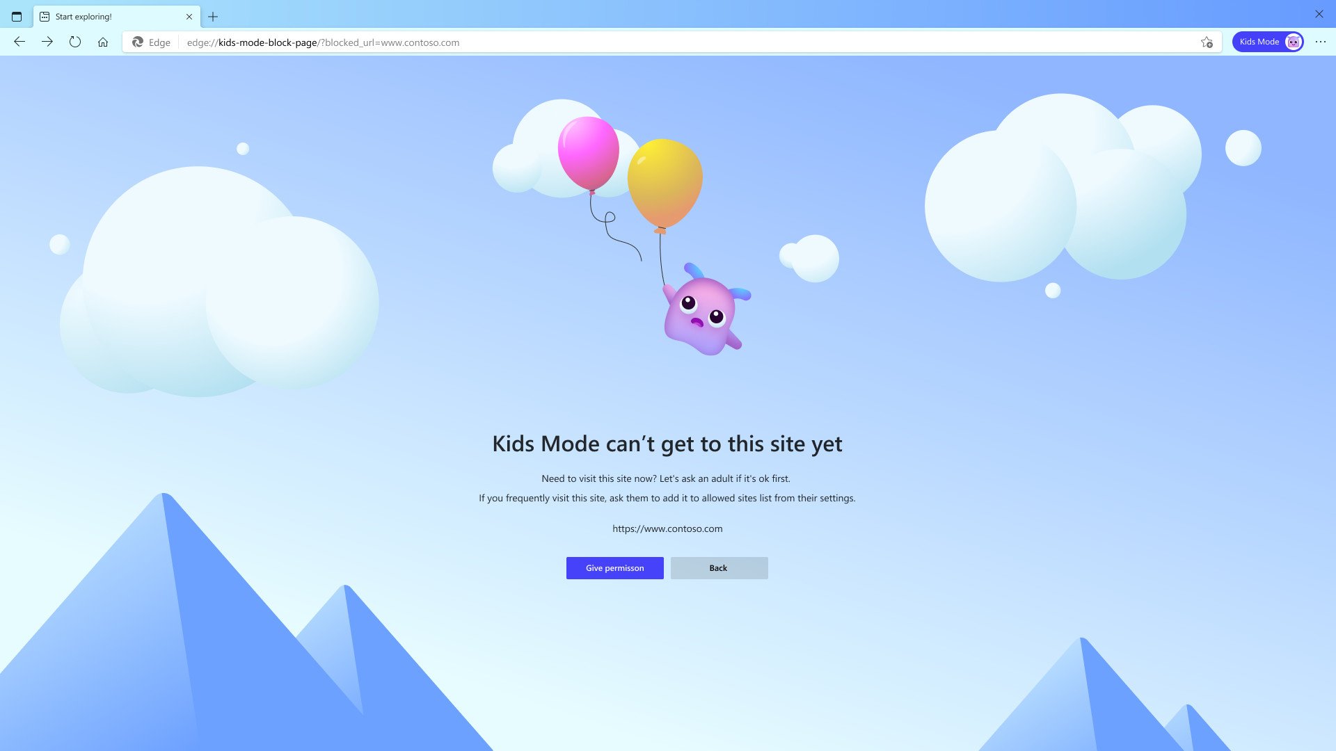 Kids Mode Blocked Site