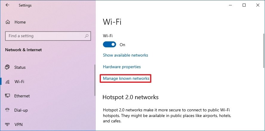 Manage known network option