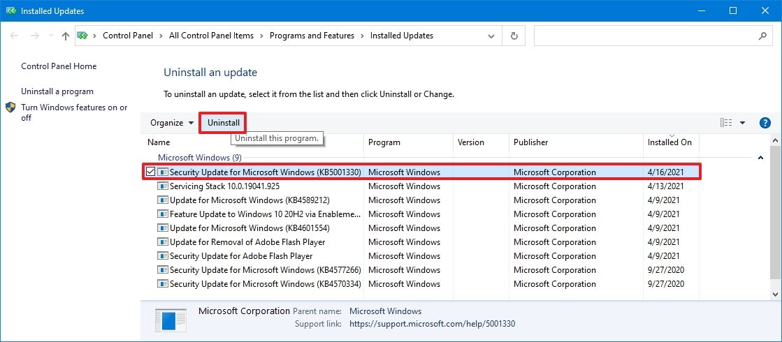 How to uninstall update KB5001330 to fix issues on Windows ...